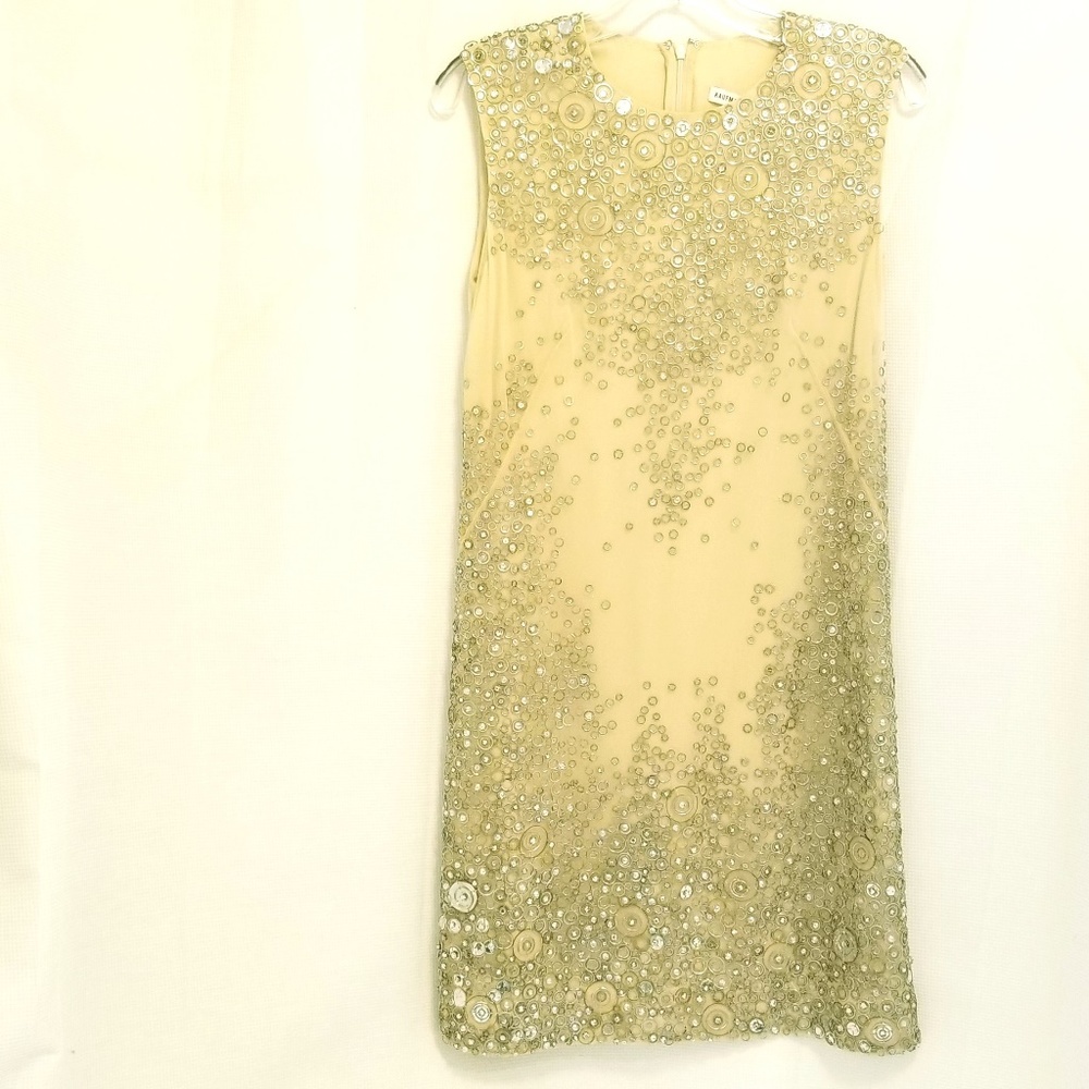 Kaufmanfranco sequined beaded silk cocktail dress